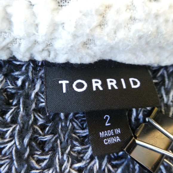 Torrid Cardigan Dark Grey Marled Longline Faux Sherpa Hood Toggle Pockets 2 - Picture 8 of 10